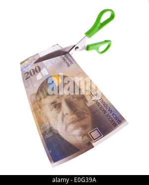 Schweizer Franken von Banknoten. Währung der Schweiz, Schweizer Franken Geldscheine. Waehrung der Schweiz. Stockfoto