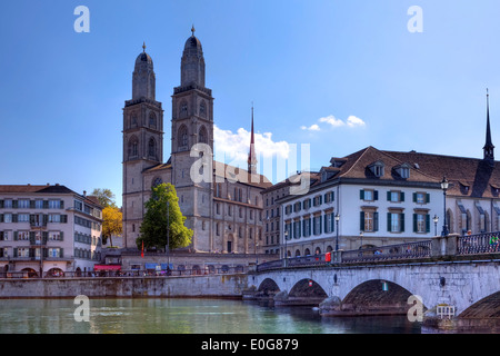 Zürich, Grossmuenster, Limmat, Schweiz Stockfoto