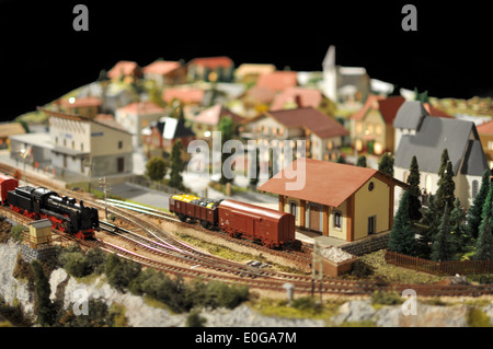 Miniatur Modell-Eisenbahn, Railway Station detail Stockfoto