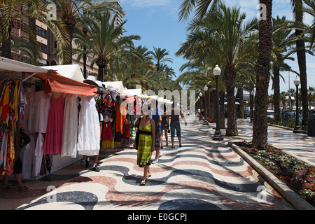 Verkauf steht, Explanada de Espana, Alicante, Provinz Alicante, Spanien Stockfoto