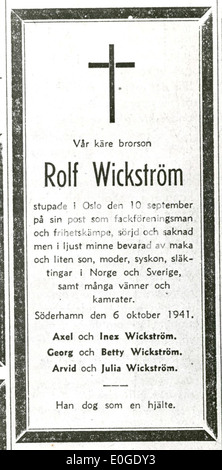 Ein Foto, das sich auf die Presse während des Zweiten Weltkriegs bezieht und sich auf norwegische Journalisten in Schweden während des Krieges konzentriert. Das Bild zeigt ihre Arbeit bei der Dokumentation von Kriegsereignissen und der Berichterstattung über Flüchtlingssituationen. Stockfoto