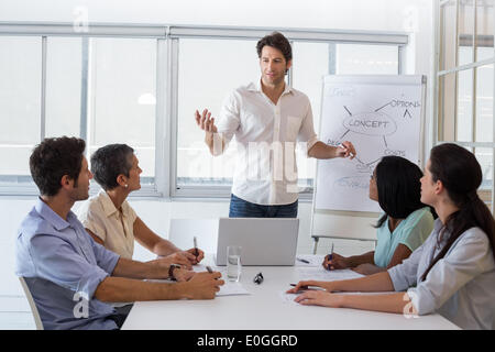 Gut aussehend Geschäftsmann hält einen Vortrag für Kollegen Stockfoto