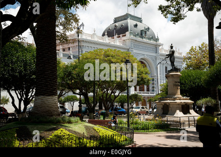 Bolivianische oberste Gerichtsgebäude vom Hauptplatz in Sucre, Bolivien Stockfoto