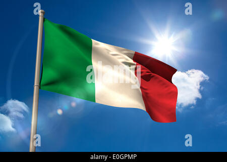 Italien Flagge am Fahnenmast Stockfoto