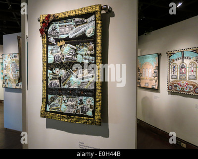 Die Stadt Quilter Display, Hand gemacht Quilt Preisträger feiert den 100. Jahrestag der Grand Central Terminal, NYC, USA Stockfoto