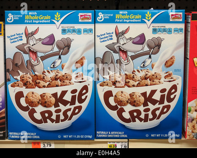 Cereal Abschnitt, Gristedes Lebensmittelgeschäft, NYC, USA Stockfoto