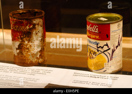 Campbells Suppe Dose, Exponat im "Andy Warhol Museum of Modern Art", Medzilaborce, Slowakei Stockfoto