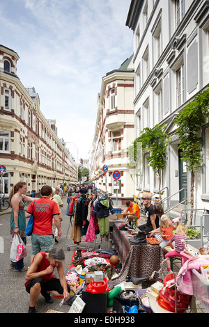 Flohmarkt bei Beckstrasse, Schanzenviertel, Hamburg, Germany Stockfoto