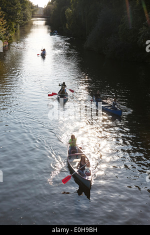 Kanus am Goldbekkanal in Winterhude, Hamburg, Deutschland Stockfoto