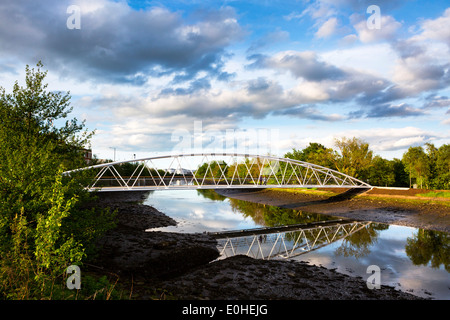 Sam Thompson Brücke, Victoria Park mit der Harbour Estate, Belfast, Nordirland Stockfoto