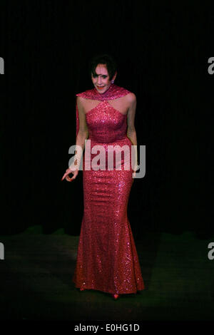 (140513)--FRANKFURT, 13. Mai 2014 (Xinhua) - französische Schauspielerin, Tänzerin und Sängerin Liliane Montevecchi führt auf Tigerpalast in Frankfurt, Deutschland am 13. Mai 2014. Liliane Montevecchi wurde am 13. Oktober 1932 in Paris geboren und begann eine internationale Karriere als Primaballerina mit Roland Dance Company. Von Paris zog sie nach Hollywood, wo sie spielte zahlreiche Hauptrollen in Filmen mit Fred Astaire, Elvis Presley, Jerry Lewis und Marlon Brando. Drama Desk Award und Tony Award erhielt sie für ihre künstlerischen Leistungen. (Xinhua/Luo Huanhuan) Stockfoto