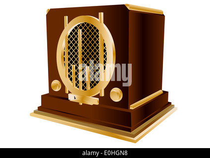 Vintage Radio isoliert auf weißem Hintergrund Stockfoto