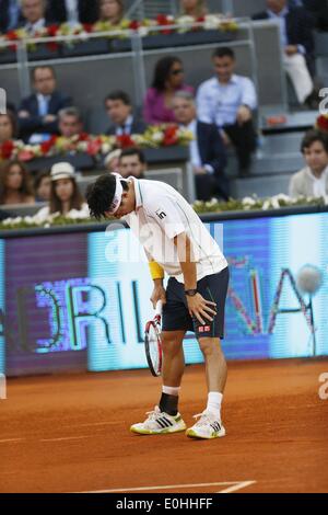 Madrid, Spanien, 11. Mai 2014. 11. Mai 2014. : Kei Nishikori (JPN) Kei Nishikori Japans während der Herren Einzel Finale Tennismatch der Mutua Madrid Open Tennis-Turnier in La Caja Magica in Madrid, Spanien, 11. Mai 2014. © AFLO/Alamy Live-Nachrichten Stockfoto