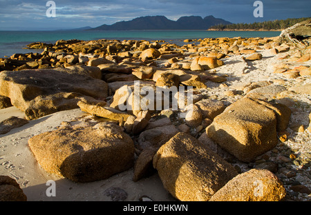 Blick von Cooks Beach Gefahren, Freycinet National Park Stockfoto