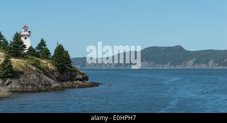 Woody Point Leuchtturm am Woody Point, Bonne Bay, Gros Morne National Park, Neufundland und Labrador, Kanada Stockfoto