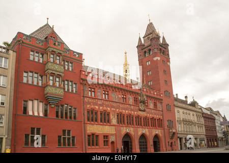 Basler Rathaus Schweiz Fassade Stockfoto