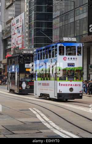 Straßenbahnen in Sheung Wan, Hong Kong Stockfoto