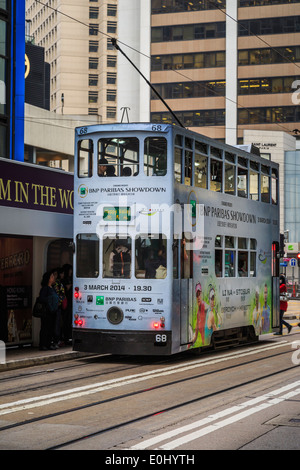 Straßenbahnen in Sheung Wan, Hong Kong Stockfoto