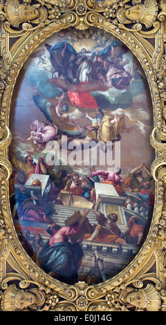 Venedig - Decke der Cappella della SS. Vergine del Rosario vom 17. Jhdt. in der Basilica di San Giovanni e Paolo Kirche. Stockfoto