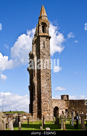Ost-Giebel-Turm und Friedhof von Kathedrale aus dem 12. Jahrhundert St. Andrews in Fife, Schottland Stockfoto