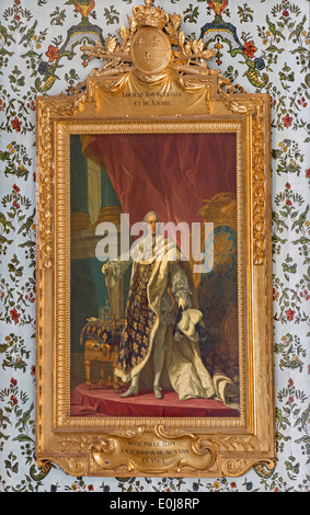 König Louis XV von Frankreich. Malen Sie im Goldenen Saal im Palast Sankt Anton von Jacob van Loo (1614-1670) Stockfoto