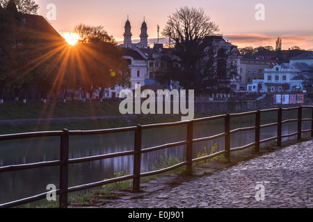 Sunrice in Transkarpatien Stadt Uzhgorod Stockfoto