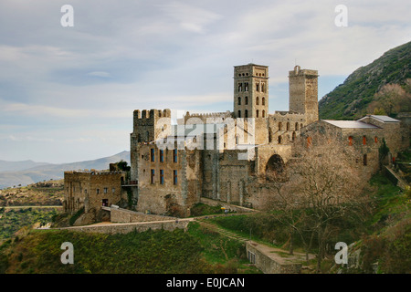 Benediktiner Kloster Sant Pere de Rodes, Catalonia. Stockfoto