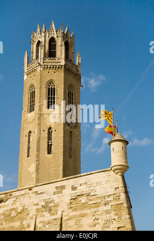 Belfried von La Seu Vella, die alte Kathedrale von Lleida, Katalonien. Stockfoto