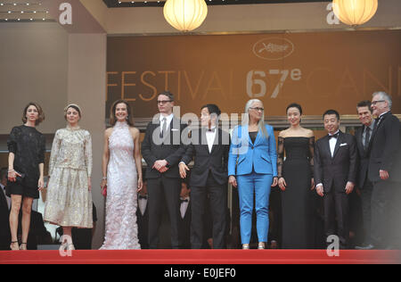 Cannes, Frankreich. 14. Mai 2013. Jury-Mitglieder kommen auf dem roten Teppich für die Eröffnungsfeier der 67. Filmfestspiele von Cannes in Cannes, Frankreich, 14. Mai 2013. Das Festival läuft vom 14 Mai bis 25. Bildnachweis: Ye Pingfan/Xinhua/Alamy Live-Nachrichten Stockfoto