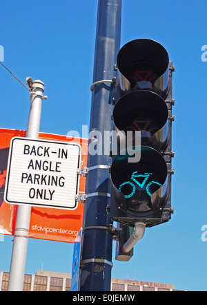 grüne Ampel für Fahrrad San Francisco Kalifornien Stockfoto