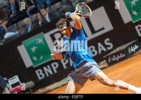 Rafael Nadal spielt in der ATP Rom International Tennis Masters Stockfoto