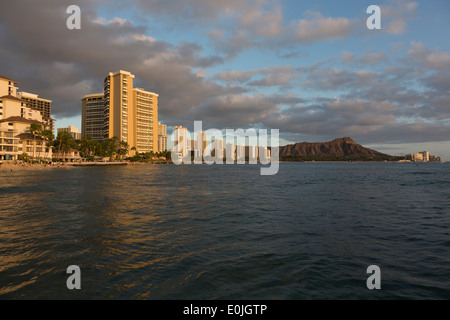 High-Rise Hotels Reihen Waikiki Beach, Honolulu, Oahu, Hawaii Stockfoto