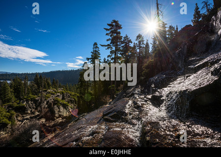 Sonne über Adler fällt in Lake Tahoe. Stockfoto