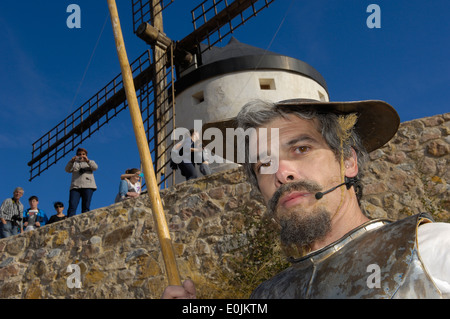 Consuegra. Darstellung der Quijote während Safran Rosenfest, Provinz Toledo, Route des Don Quijote, Castilla-La-Ma Stockfoto