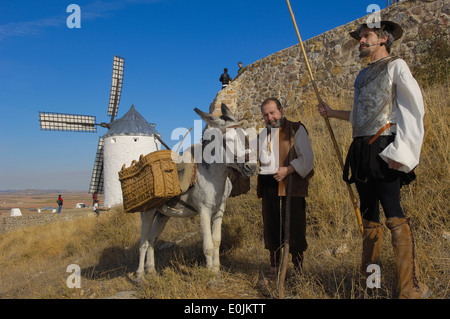 Consuegra. Darstellung der Quijote während Safran Rosenfest, Provinz Toledo, Route des Don Quijote, Castilla-La-Ma Stockfoto