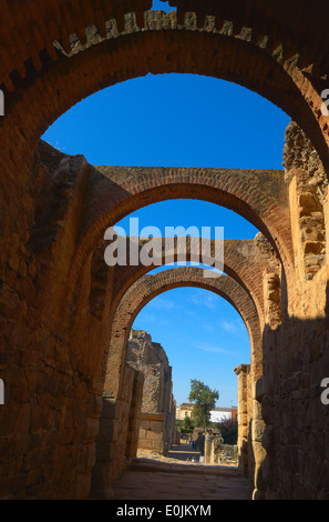 Römisches Amphitheater, Mérida, UNESCO World Heritage site, Badajoz Provinz Extremadura, Ruta de La Plata, Spanien, Europa Stockfoto
