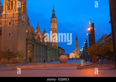 Zaragoza, El Pilar Quadrat, Basilica del Pilar, San Salvador Kathedrale, Kathedrale La Seo, Saragossa, Aragon, Spanien Stockfoto