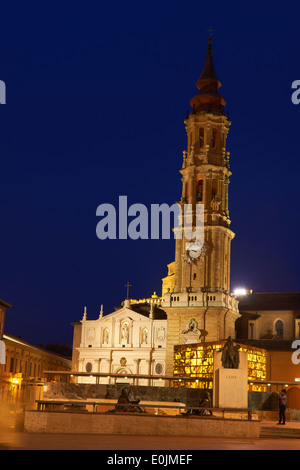 Zaragoza, El Pilar Square, San Salvador Kathedrale, Kathedrale La Seo, Saragossa, Aragon, Spanien Stockfoto