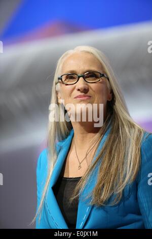 Cannes, Frankreich. 14. Mai 2014. Präsident der Jury, New Zealand Direktor Jane Campion, nimmt an der feierlichen Eröffnung der 67. jährlichen Cannes Filmfestspiele in Cannes, Frankreich, 14. Mai 2014. Außer Konkurrenz präsentiert öffnet der Film "Grace of Monaco" das Festival, das vom 14. bis 25 Mai läuft. Foto: Hubert Boesl - Live News WIRE SERVICE/Dpa/Alamy Stockfoto