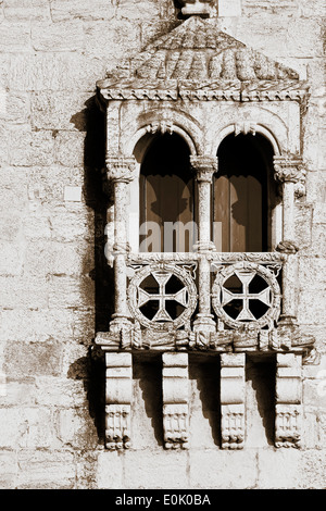 Balkon im manuelinischen Stil Torre de Belém-Lissabon-Portugal-Westeuropa Stockfoto