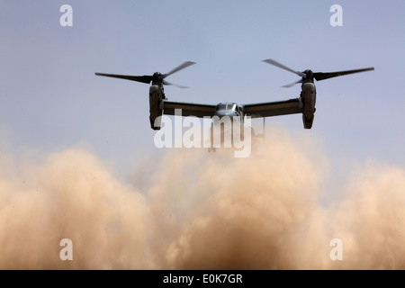 Ein MV-22 Osprey mit Marine Medium Tiltrotor Geschwader 365 landet in "braun," Bedingungen während der routinemäßigen Missionen 15 Juli. OSP Stockfoto