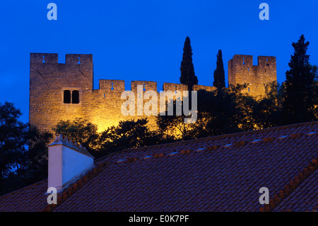 Templer Burg Christi bei Dämmerung, Tomar, Santarem Halbin Ribatejo, Portugal Stockfoto