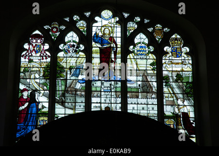 Glasfenster im Emmanuel College Chapel, Cambridge, England, UK Stockfoto