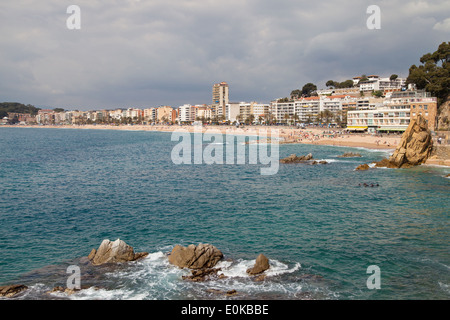 Küste von Lloret de Mar an der Costa Brava, Catalonia. Stockfoto