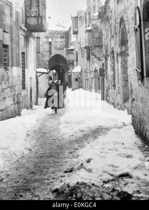 Jerusalem, Israel im Schnee. 1921 Stockfoto