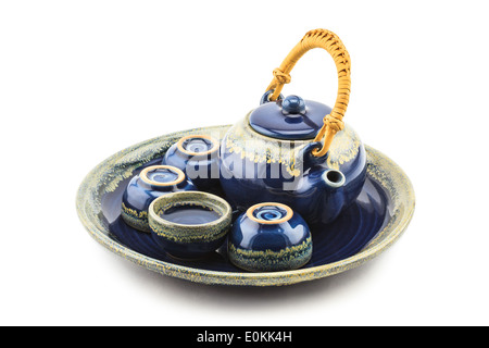 Satz des chinesischen Tees isoliert auf weißem Hintergrund Stockfoto