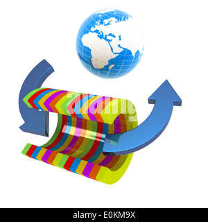 3D bunt abstrakt geschnitten Rohr und Erde auf einem weißen Hintergrund Stockfoto