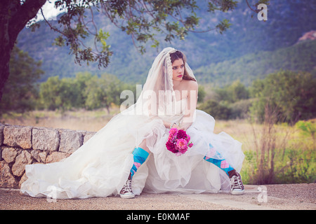 junge Mode verlassene runaway Bride. Stockfoto