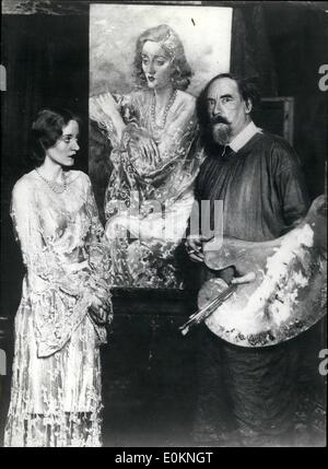 4. April 1930 - Tallulah Bankhead & Maler Augustus John mit dessen Porträt von Miss Bankhead. Stockfoto