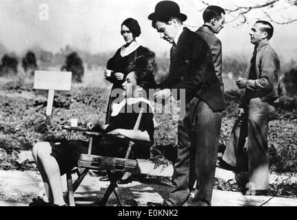 Schauspieler Charlie Chaplin und Paulette Goddard Co-star Stockfoto